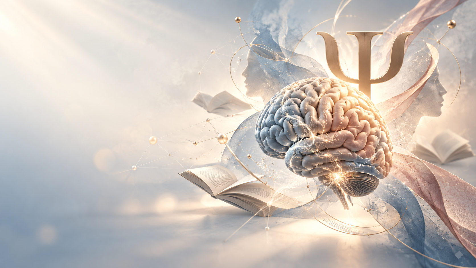 Cerebro y símbolo de la psicología en tonos suaves